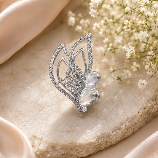 White Color Leaf Design Brooch Featuring Beautiful Leaf Artwork with Premium Designer Look