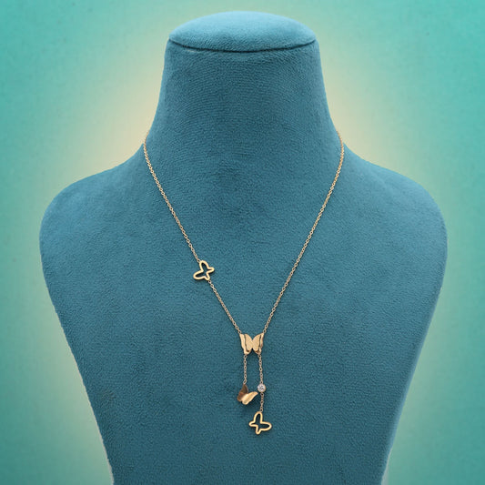 Gold Color Stainless Steel Anti Tarnish Necklace Crafted For Elegant Daily And Party Wear