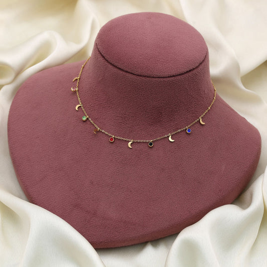 Multi Color Stainless Steel Anti Tarnish Necklace With Stylish Contemporary Fashion Design