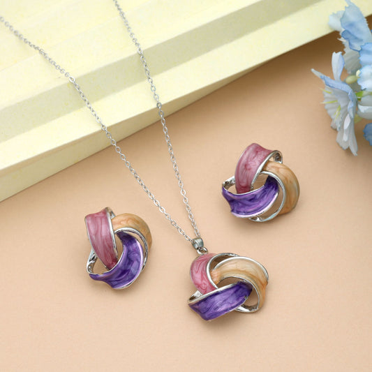 Purple Color Meena Work Anti Tarnish Necklace Set With Elegant Festive Look