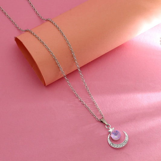 Light Purple Color Anti Tarnish Necklace Subtle Elegant Stylish Daily Jewelry