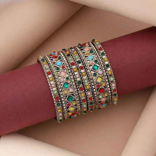 Vibrant Multi Color 6 Set Of Bangles Combo For Ethnic And Modern Outfits