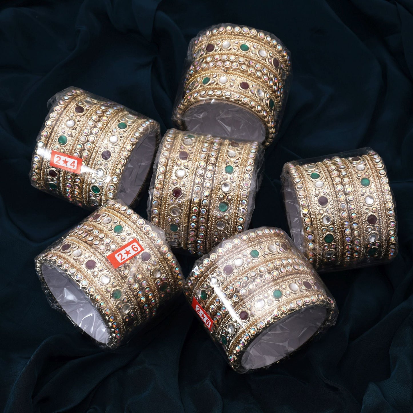 Colorful Multi Color 6 Set Of Bangles Combo Crafted For Stylish Traditional Looks