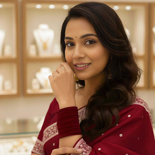 Maroon Color 4 Set Of Velvet Bangles Combo Size(2 Set Of 2.6, 2 Set Of 2.8)