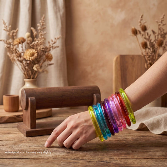 Assorted Color 28 Pieces Of Jelly Glass Bangle with Elegant Traditional Fashion Style