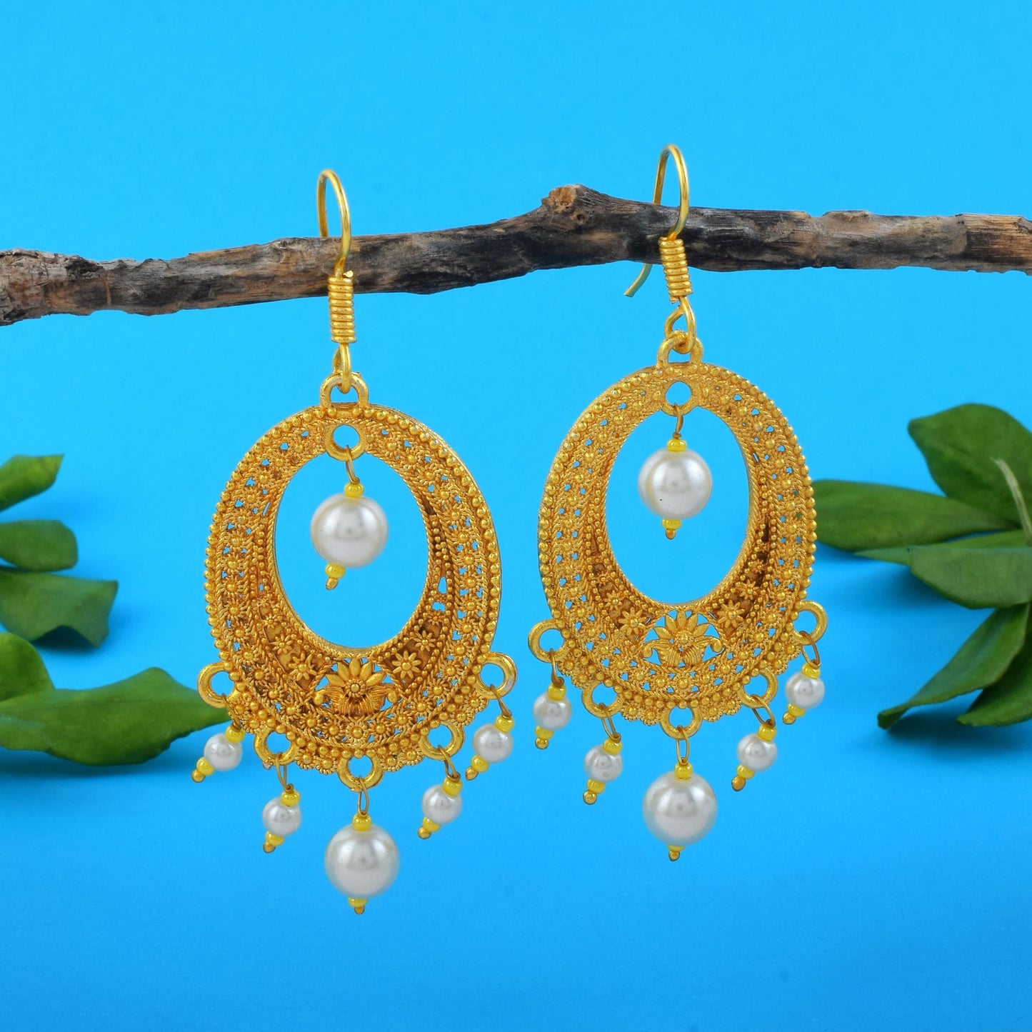 Stylish Gold Color Fashion Earrings Designed For Bridal Wear, Festivals, And Cultural Celebrations