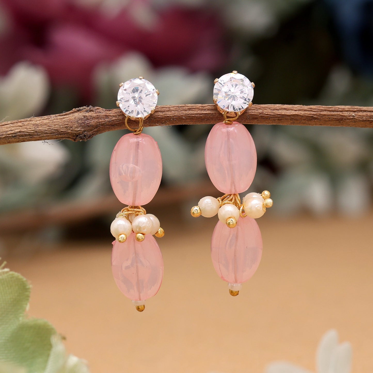 Pink Color Fashion Earrings With Trendy Design Perfect For Daily And Party Occasions