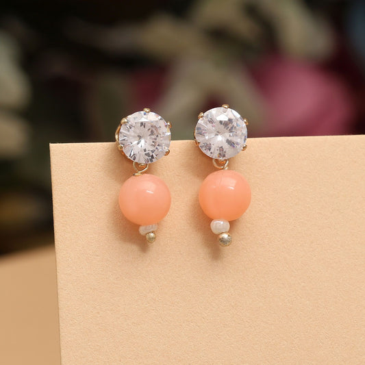 Graceful Peach Color 12 Pair Of Fashion Earrings Perfect For Wedding Celebrations And Traditional Outfits