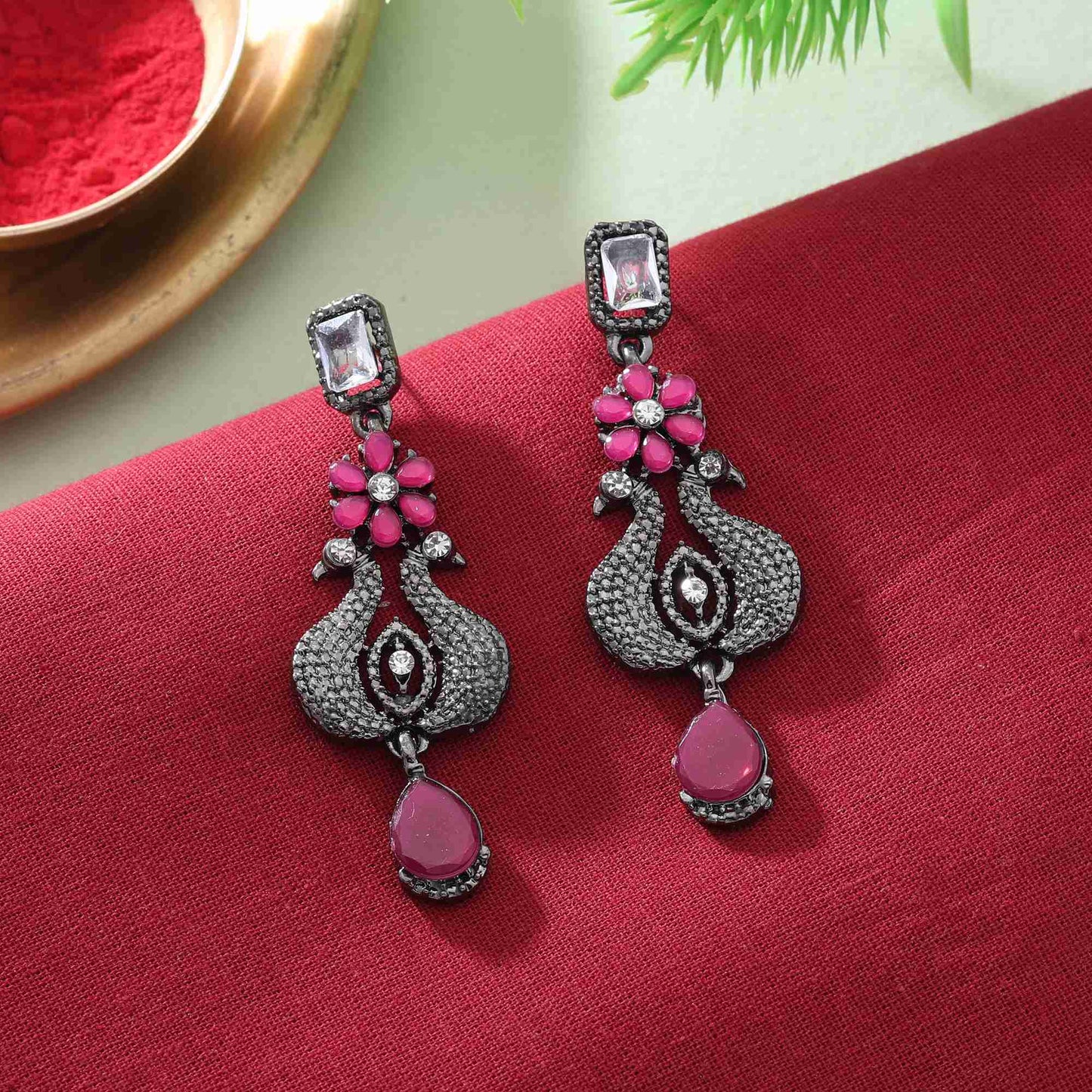 Trendy Assorted Color 12 Pair Of Fashion Earrings Combo For Festive Collection