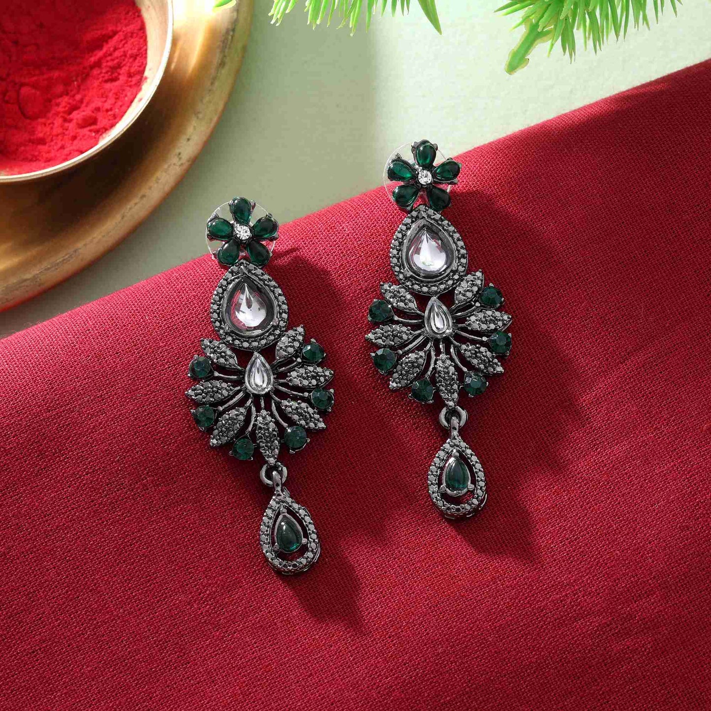 Elegant Assorted Color 12 Pair Of Fashion Earrings Combo For Ethnic Outfits