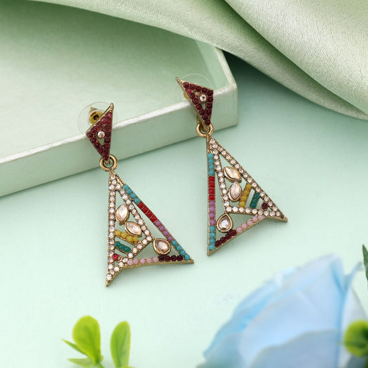 Multi Color Fashion Earrings With Artistic American Diamond Earrings Style