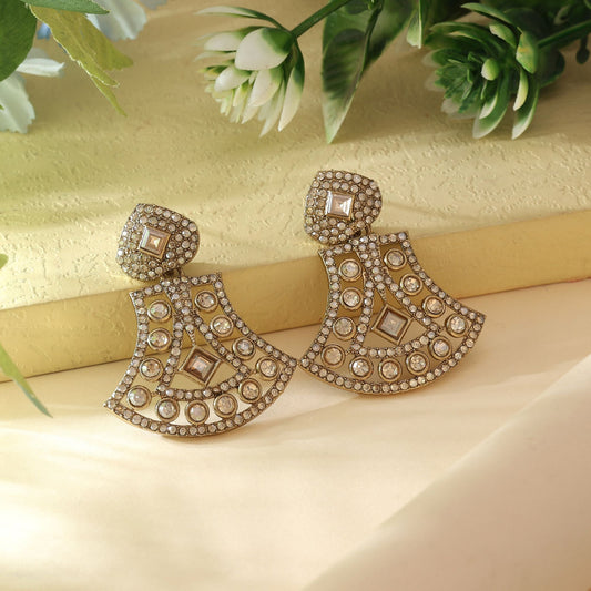 Gold Color Fashion Earrings With Radiant American Diamond Earrings Appeal