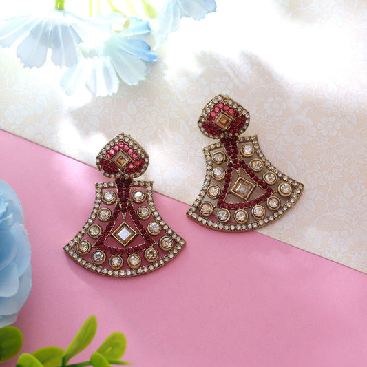 Magenta Color Fashion Earrings Featuring Royal American Diamond Earrings Finish