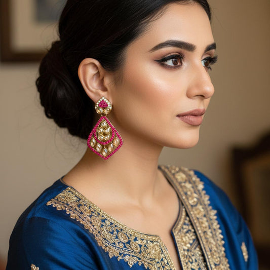 Rani Color Fashion Earrings Featuring Elegant American Diamond Earrings Sparkle
