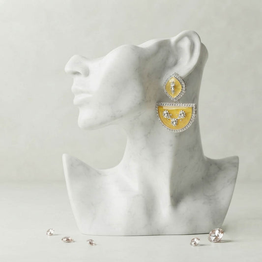 Yellow Color Fashion Earrings Featuring Beautiful Trendy Everyday Wear Style