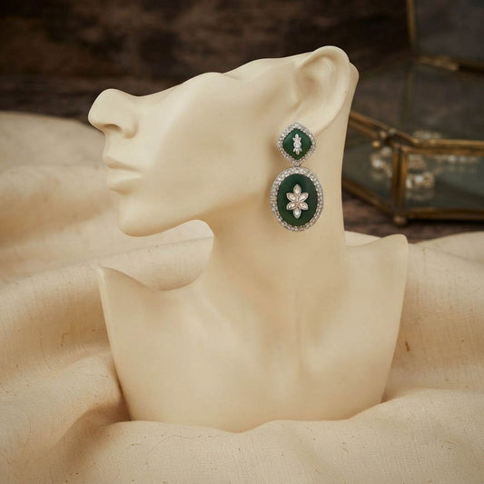 Green Color Fashion Earrings Featuring Beautiful Contemporary Fashion Accessories Design