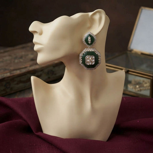 Green Color Fashion Earrings Crafted with Elegant Designer Fashion Look for Women