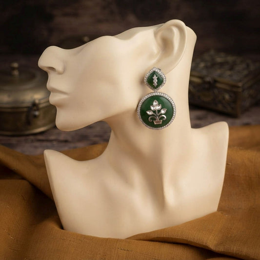 Green Color Fashion Earrings with Premium Designer Look for Stylish Daily Wear