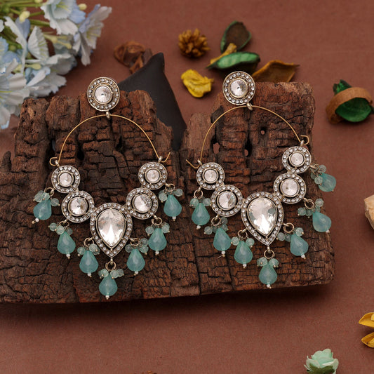 Aqua Color Dangle Earrings Featuring Elegant Handmade Fashion Jewelry Style