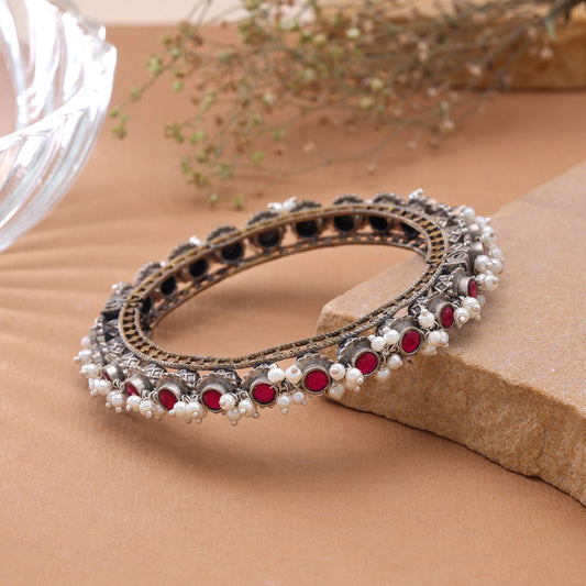 Rani Color Oxidised Openable Kada Bangle Featuring Stylish Festive Fashion Appeal