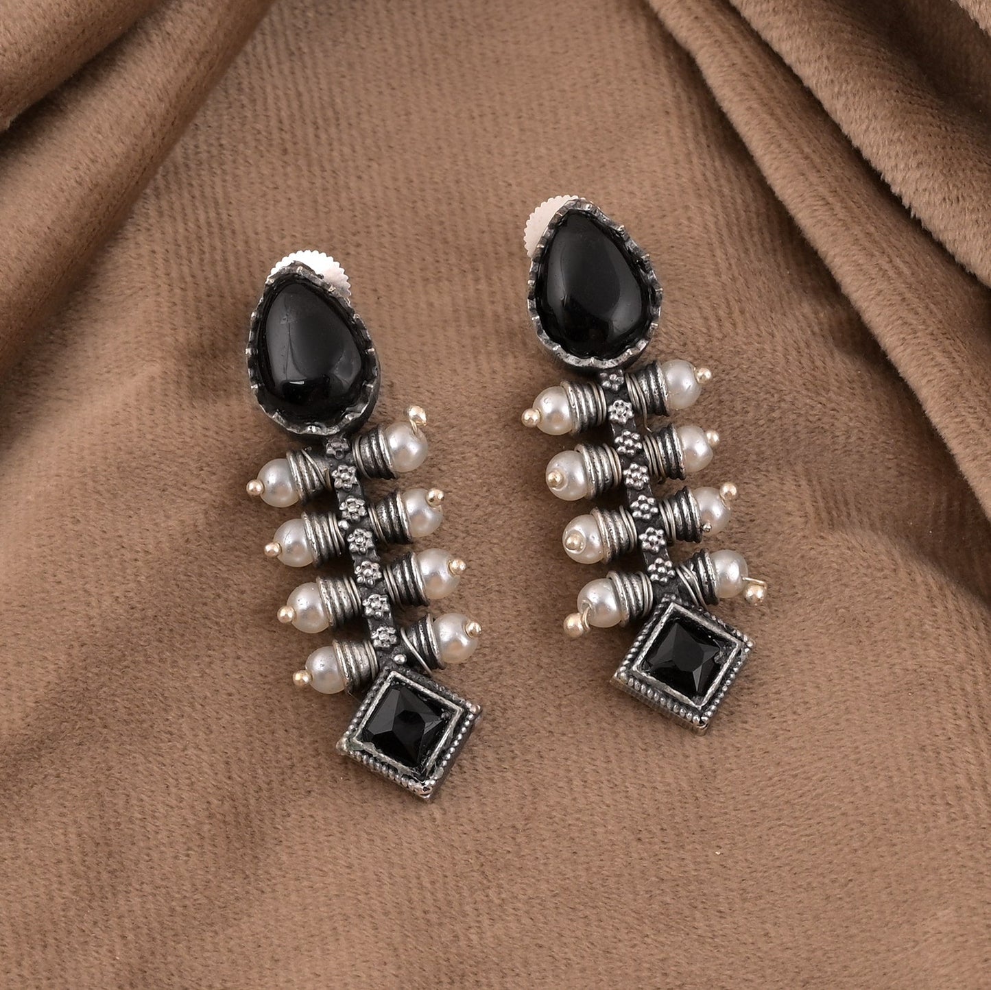 Boho Inspired Black Color Oxidised Earrings With Statement Look