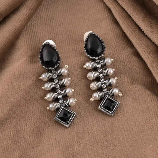 Boho Inspired Black Color Oxidised Earrings With Statement Look