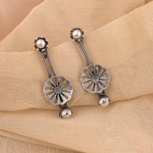 Antique Silver Color Oxidised Earrings Crafted For Festive And Wedding Looks