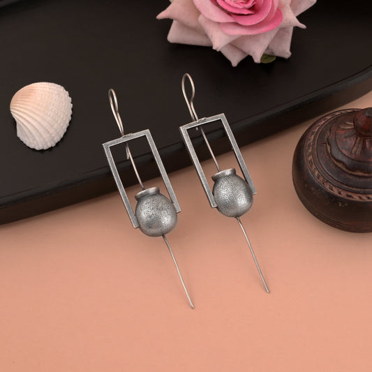 Edgy Silver Color Oxidised Earrings With Stylish And Trendy Ear Cuff