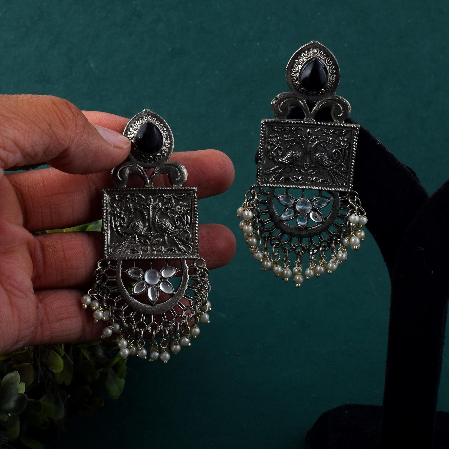 Stylish Silver Color Oxidised Earrings Perfect For Festive And Ethnic Wear