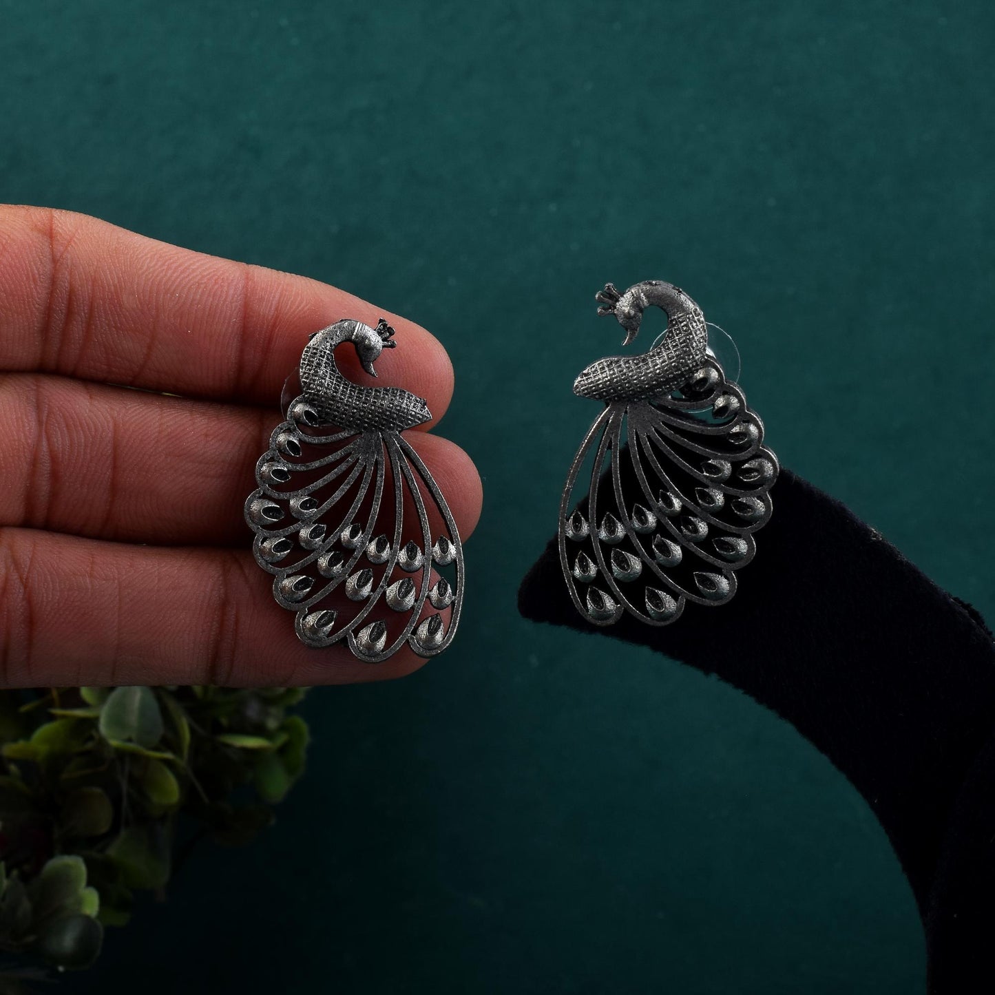 Ethnic Inspired Silver Color Oxidised Earrings For Weddings And Celebrations