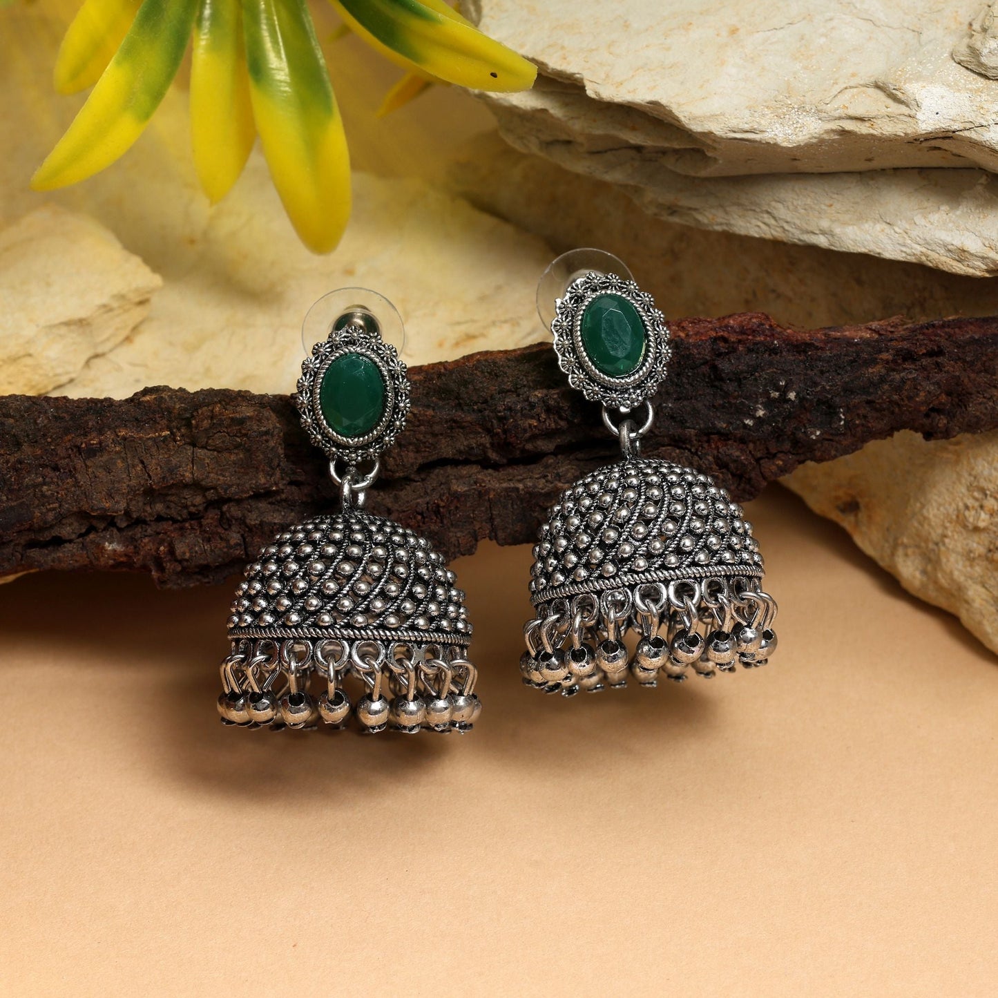 Gorgeous Green Color Oxidised Earrings Designed For Parties, Traditional Functions, And Women’S Fashion Jewelry