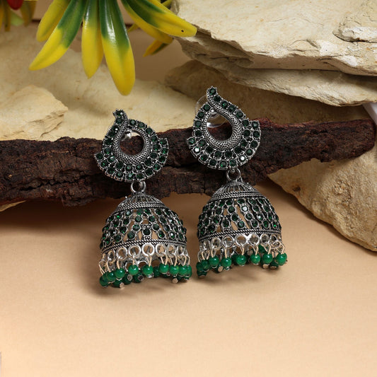 Exclusive Green Color Oxidised Earrings Crafted For Cultural Events, Parties, And Women’S Ethnic Fashion Jewelry