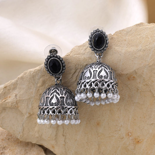 Classic Black Color Oxidised Earrings Designed For Brides, Festivals, And Cultural Women’S Fashion Jewelry