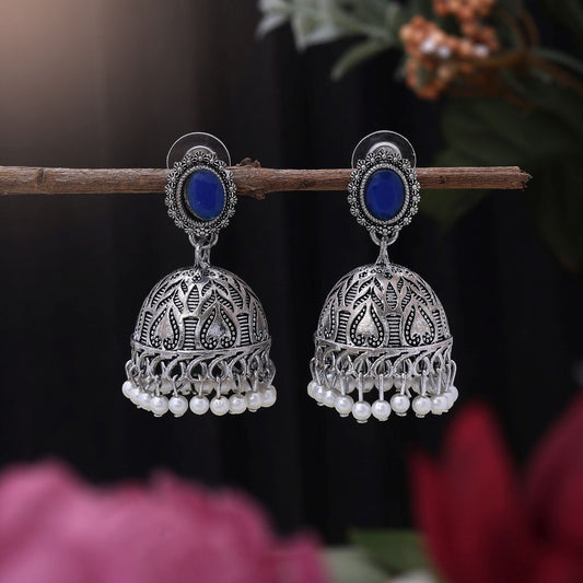 Gorgeous Blue Color Oxidised Earrings Designed For Festivals, Weddings, And Women’S Cultural Outfits Jewelry