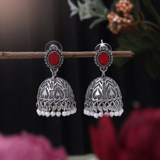 Attractive Red Color Oxidised Earrings Perfect For Women’S Daily Styling, Weddings, And Traditional Outfits