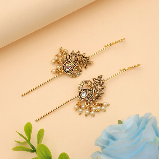 Weiße oxidierte Ohrklemme Minimalistischer traditioneller Schmuck