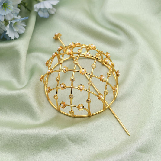 Gold Color Hair Pin Beautifully Crafted To Enhance Elegant Traditional Hairstyles For Festive Occasions