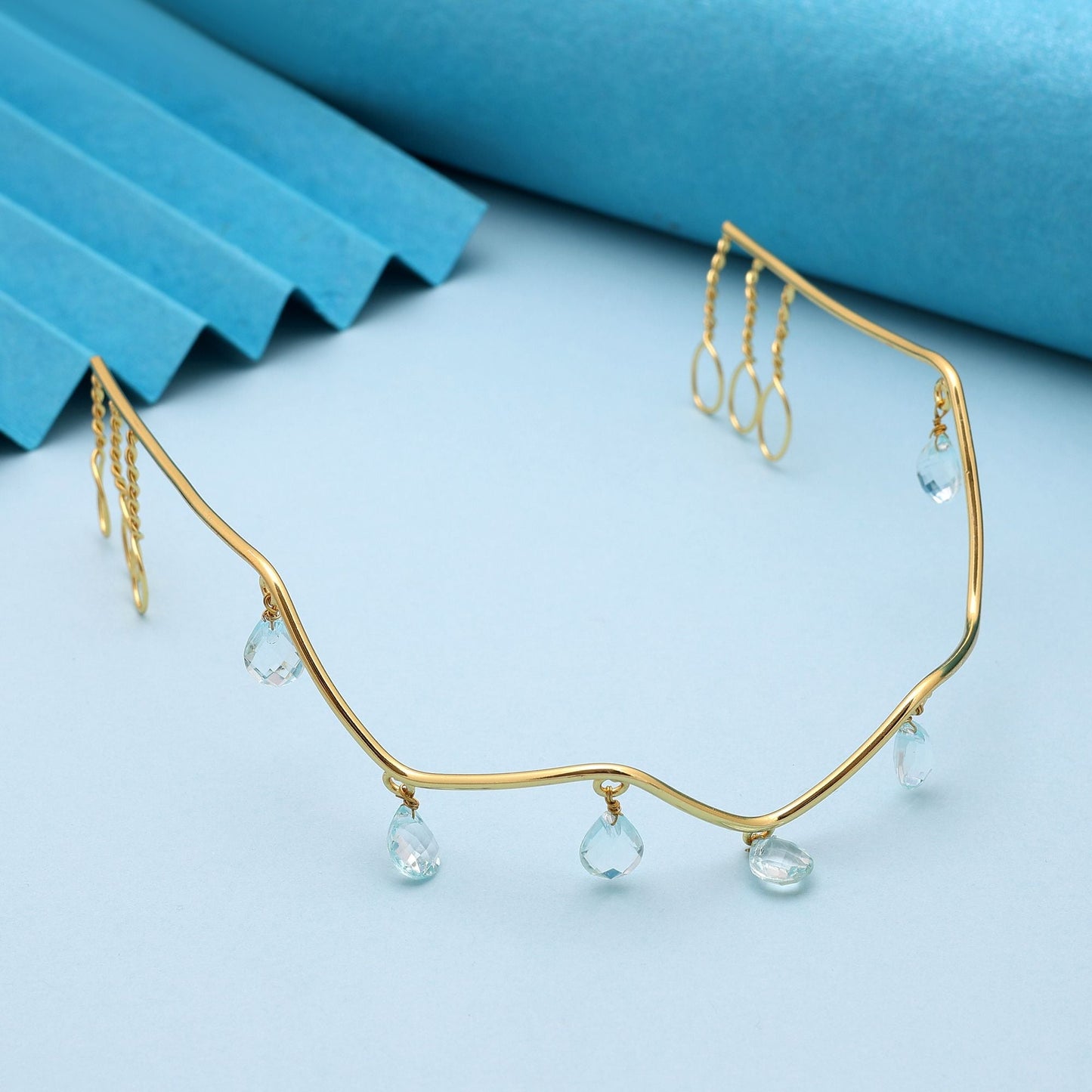 Sky Blue Color Hair Crown (Tiara) (FNHRP116SBLU)