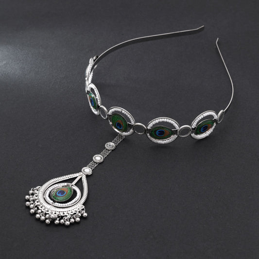 Multi Color Peacock Feather Hair Band With Vibrant Festive Style