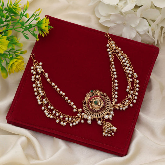 Elegante weinrot-grüne Haarspange traditionelles Ethno-Accessoire für Damen