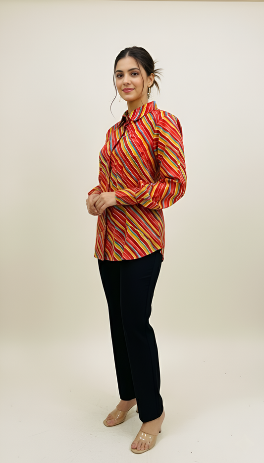 Orange Color Women Cotton Shirts