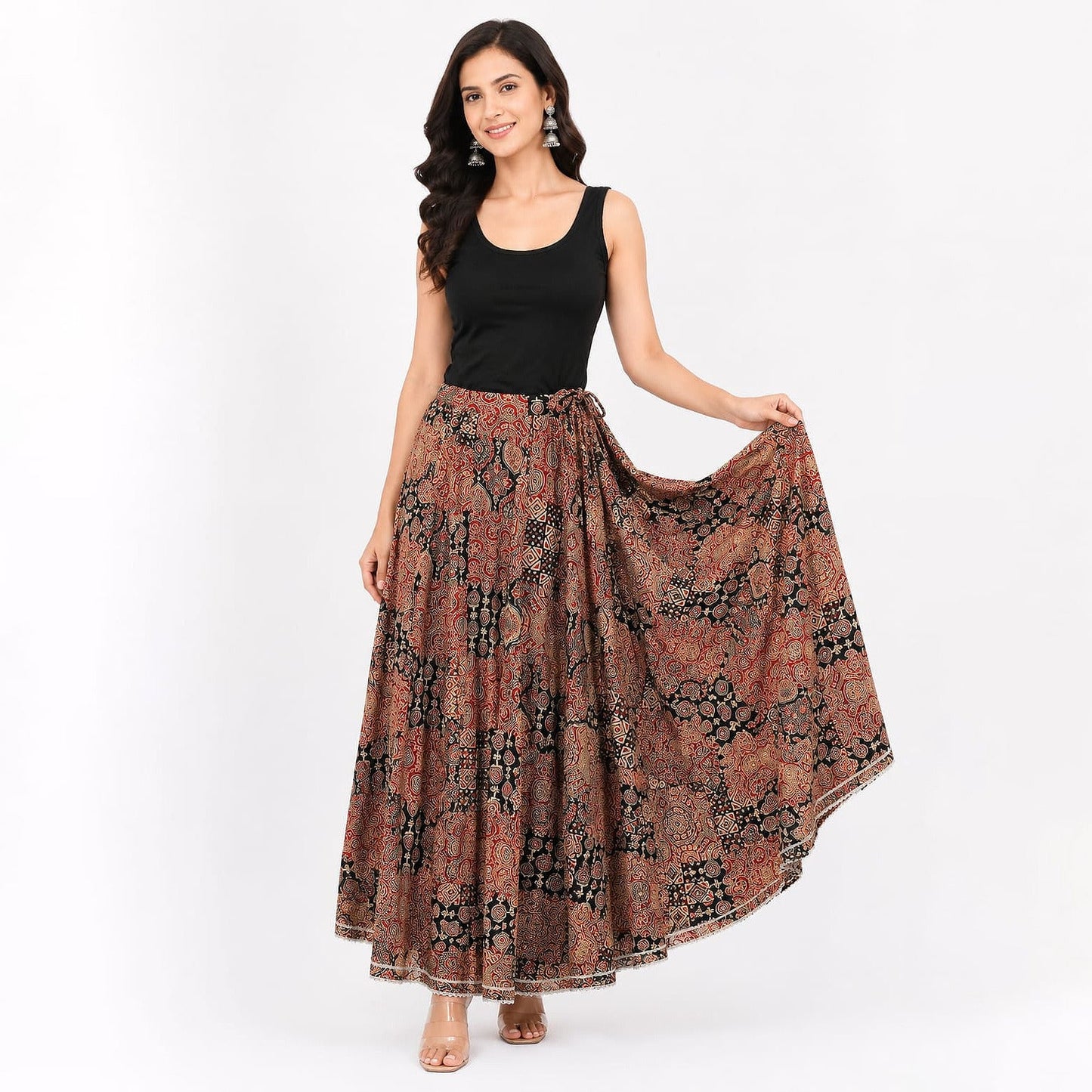 Beautiful Multi Color Cotton Skirt With Pocket
