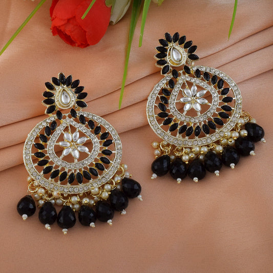 Black Color Kundan Earrings
