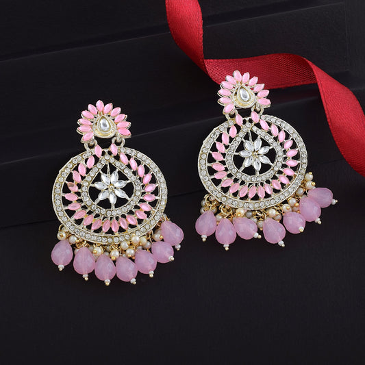 Kundan Ohrringe in Rosa