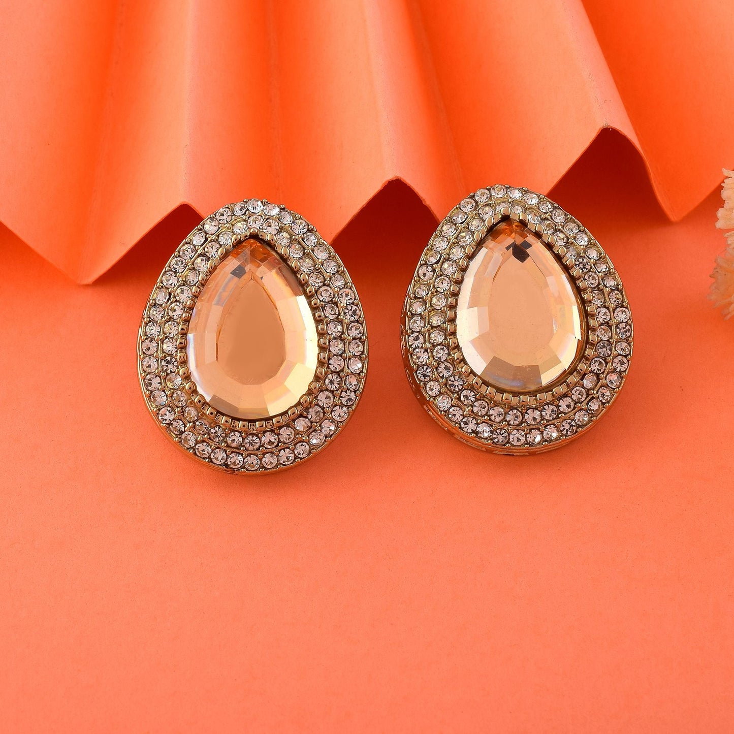 Gold Color Stud Kundan Earrings