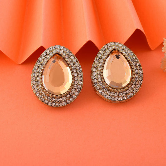 Gold Color Stud Kundan Earrings