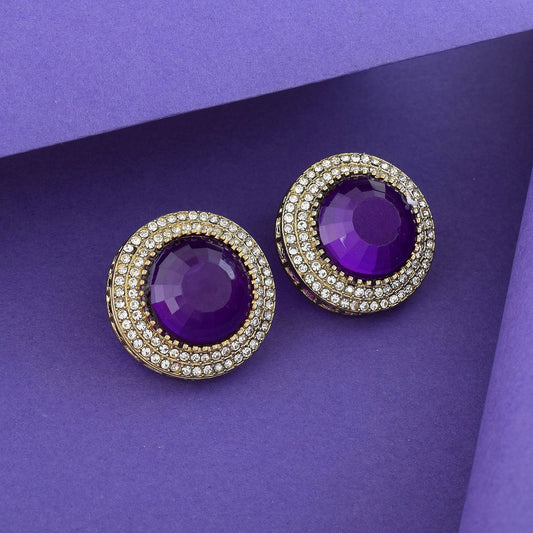 Lilafarbene Kundan-Ohrstecker