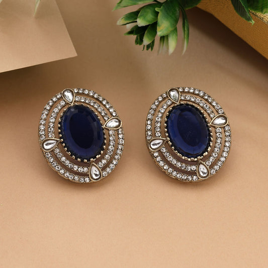 Stilvolle blaue Ohrstecker aus Kundan, ideal für Feste und Feiern