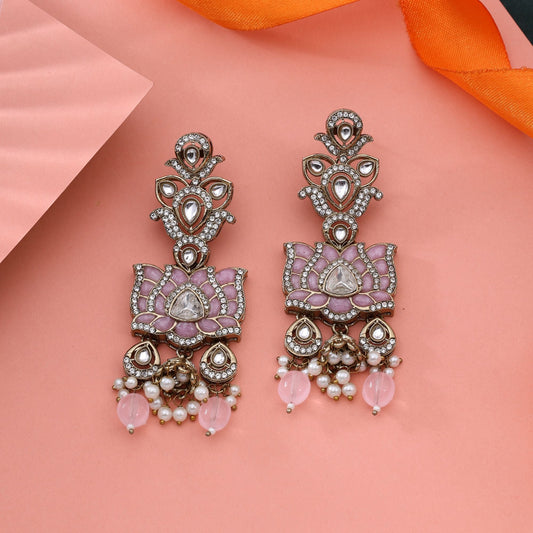 Stunning Pink Color Kundan Earrings For Traditional And Festive Occasions