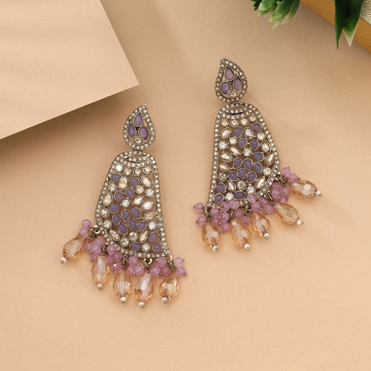 Royal Purple Color Kundan Earrings Perfect For Weddings And Party Wear